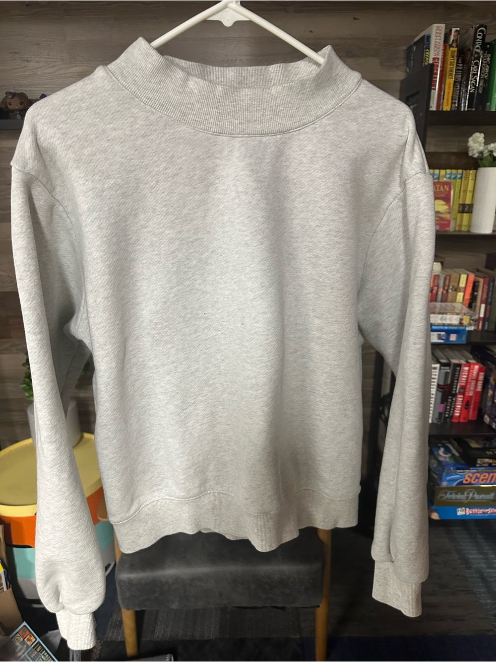 PARKE Flag Graphic Mockneck Sweatshirt Heather Grey Oversized Mens Womens Size S - Picture 2 of 5